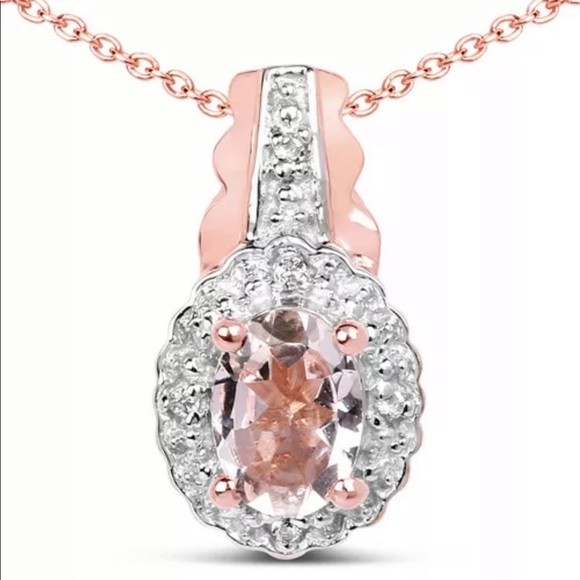 Sterling Silver Morganite Rose Gold Plate Set - Picture 3 of 8